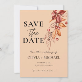 Elegante herfstmoderne Waterverf terracotta Save The Date