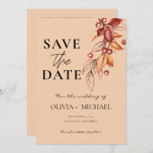Elegante herfstmoderne Waterverf terracotta Save The Date (Voorkant / Achterkant)