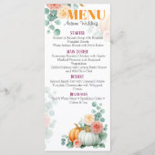 Elegante herfstpompoen & bloemenbruiloft Menu (Voorkant)
