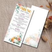 Elegante herfstpompoen & bloemenbruiloft Menu