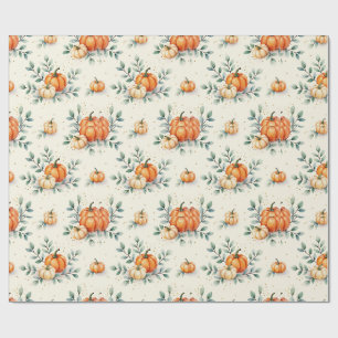 Elegante herfstpompoen en eucalyptus aquarel cadeaupapier