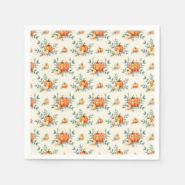 Elegante herfstpompoen en eucalyptus Waterverf Servet