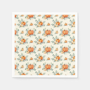 Elegante herfstpompoen en eucalyptus Waterverf Servet