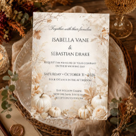 Elegante herfstpompoenbruiloft kaart