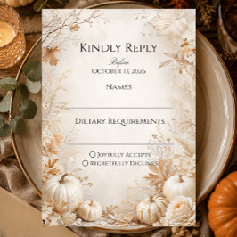Elegante herfstpompoenbruiloft RSVP kaartje
