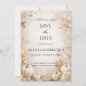 Elegante herfstpompoenbruiloft save the date (Voorkant)