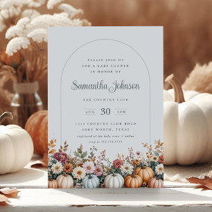 Elegante herfstpompoenen en bloemen baby shower kaart