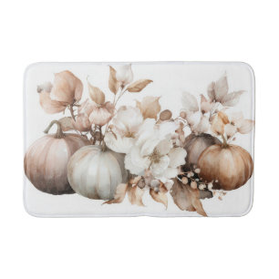 Elegante herfstpompoenen en bloemen  badmat