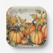 Elegante herfstpompoenen papieren bordje (Voorkant)