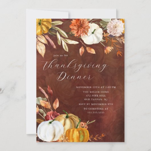 Elegante herfstpompoenen Thanksgiving Kaart (Voorkant)