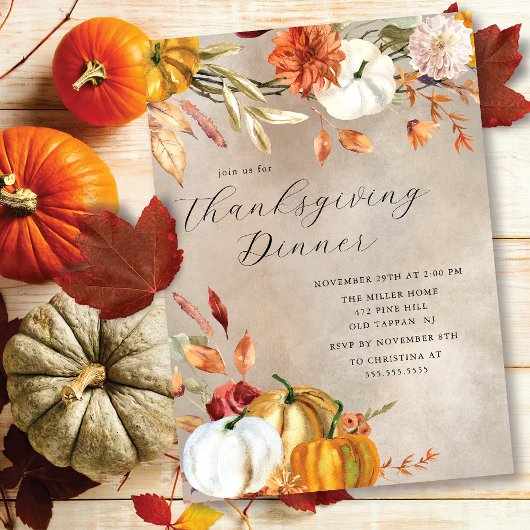 Elegante herfstpompoenen Thanksgiving Kaart