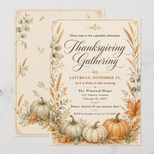 Elegante herfstpompoenen Thanksgiving Kaart