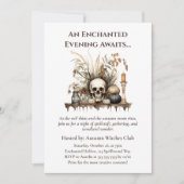 Elegante herfstschedel en kaarsen heksenfeest kaart (Voorkant)