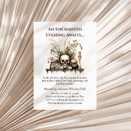 Elegante herfstschedel en kaarsen heksenfeest kaart