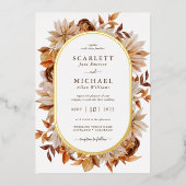 Elegante herfsttrouw folie uitnodiging (Voorkant)