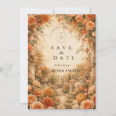 Elegante herfsttuinbruiloft save the date (Voorkant)