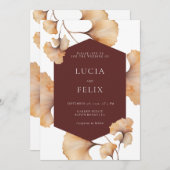 Elegante herfstverbrande Oranje bloemenbruiloft Kaart (Voorkant / Achterkant)