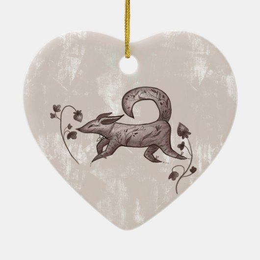 elegante herfstvos keramisch ornament (Achterkant)