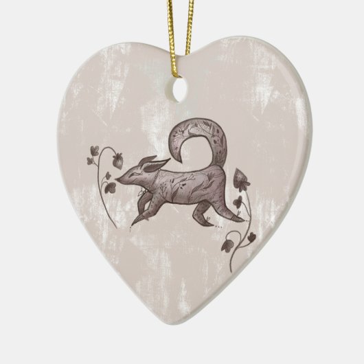 elegante herfstvos keramisch ornament (Links)