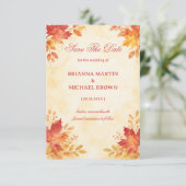 Elegante herfstwaterverfbladeren save the date (Staand voorkant)