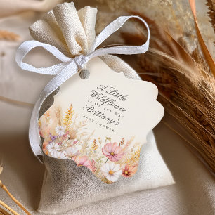 Elegante herfstweide wildbloem baby shower bedankjes labels