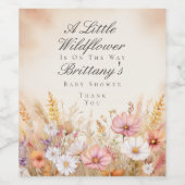Elegante herfstweide wildbloem baby shower wijn etiket (Enkel label)