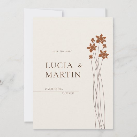 Elegante herfstzijde bloemenbewaar de datum kaart (Voorkant)