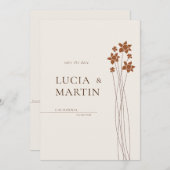 Elegante herfstzijde bloemenbewaar de datum kaart (Voorkant / Achterkant)