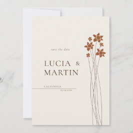 Elegante herfstzijde bloemenbewaar de datum kaart