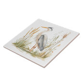 Elegante Heron Lake en Rushes Tegeltje (Zijkant)