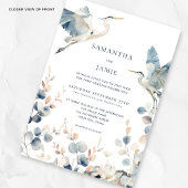 Elegante Herons Blush Dusty Blue Foliage Wedding Kaart