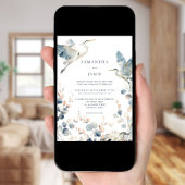 Elegante Herons Blush Dusty Blue Foliage Wedding Kaart