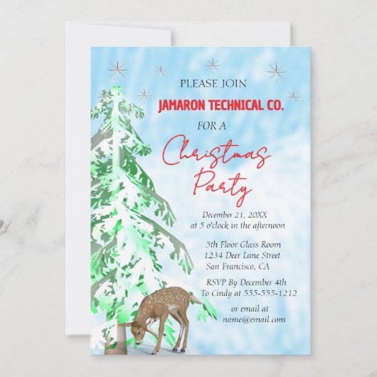 Elegante herten & dennen Corporate Christmas Party Kaart (Voorkant)