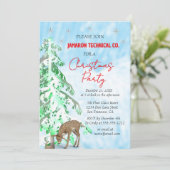 Elegante herten & dennen Corporate Christmas Party Kaart (Staand voorkant)