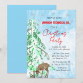 Elegante herten & dennen Corporate Christmas Party Kaart (Voorkant / Achterkant)