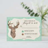 Elegante herten gewei rustieke land bruiloft RSVP Kaartje (Staand voorkant)