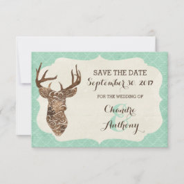 Elegante herten geweien landelijke bruiloft uitnod save the date