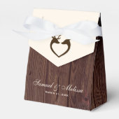 Elegante herten hart rustieke houten bruiloft bedankdoosjes (Voorkant Zijde)