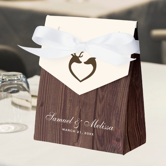 Elegante herten hart rustieke houten bruiloft bedankdoosjes