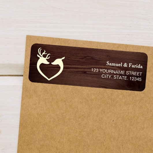 Elegante herten hart rustieke houten bruiloft etiket