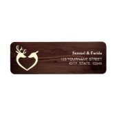 Elegante herten hart rustieke houten bruiloft etiket (Voorkant)
