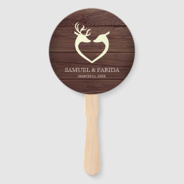 Elegante herten hart rustieke houten bruiloft handwaaier