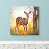 Elegante Herten in het Bos Natuur Design Canvas Afdruk (Insitu (Houten vloer))