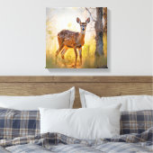 Elegante Herten in het Bos Natuur Design Canvas Afdruk (Insitu (Slaapkamer))