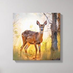 Elegante Herten in het Bos Natuur Design Canvas Afdruk