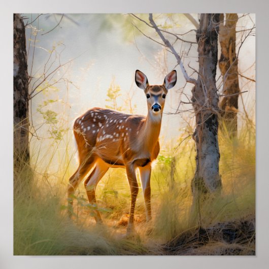 Elegante Herten in het Bos Natuur Design Poster (Voorkant)