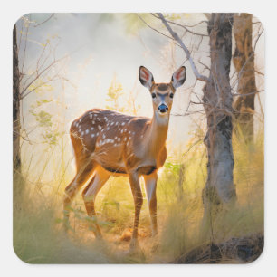 Elegante Herten in het Bos Natuur Design Vierkante Sticker