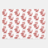 Elegante  herten in Woodland Red Toile Pattern Inpakpapier Vel (Voorkant 3)