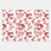Elegante  herten in Woodland Red Toile Pattern Inpakpapier Vel (Voorkant)