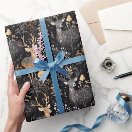 Elegante herten met bloemenaccenten cadeaupapier